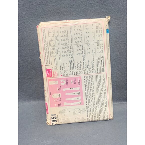 Simplicity 7851 Vintage 60s Dress Sewing Pattern - Size 9 Bust 32 Junior - Picture 2 of 2